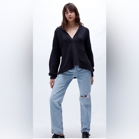 Free People Black Ribbed Sweater - Picture 3 of 6